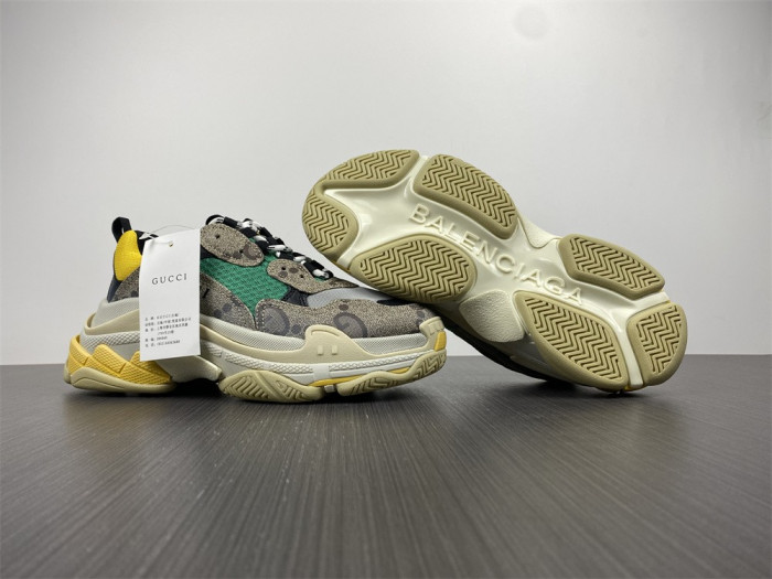 gu x balen the hacker project triple s beige green yellow 681067 umo20 9766