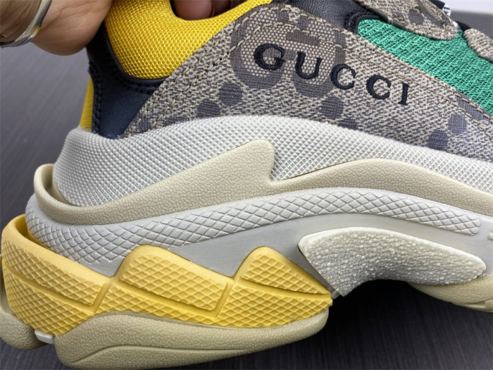 gu x balen the hacker project triple s beige green yellow 681067 umo20 9766