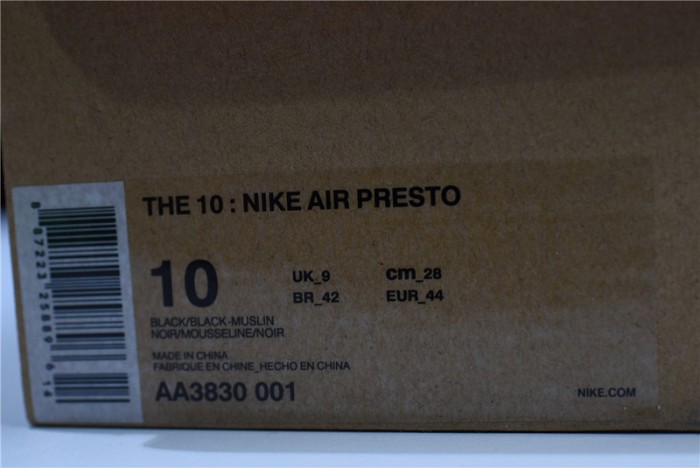 of x nike air presto black/black-muslin aa3830-001