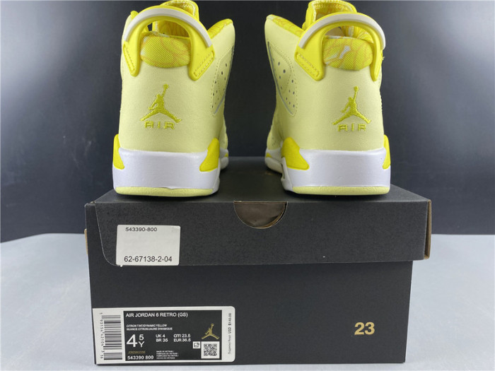 air jordan 6 retro dynamic yellow floral (gs) 543390-800
