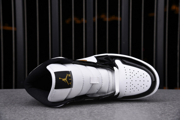 air jordan 1 mid patent black white gold 852542-007