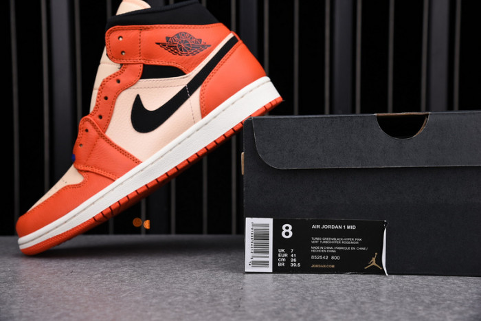 air jordan 1 mid team orange black 852542-800
