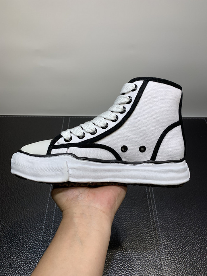 maison mihara yasuhiro high top canvas sneakers
