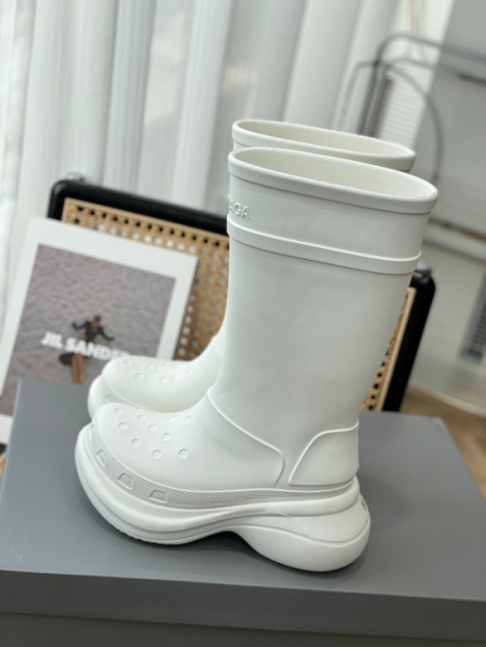 balen x crocs rubber rain boots-white