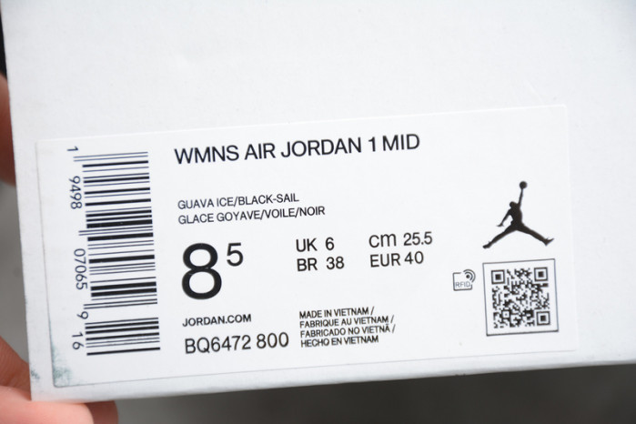 air jordan 1 mid barely orange (w) bq6472 -800