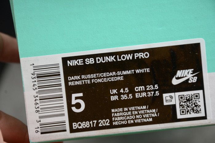nike sb dunk low pro dark russet cedar bq6817-202