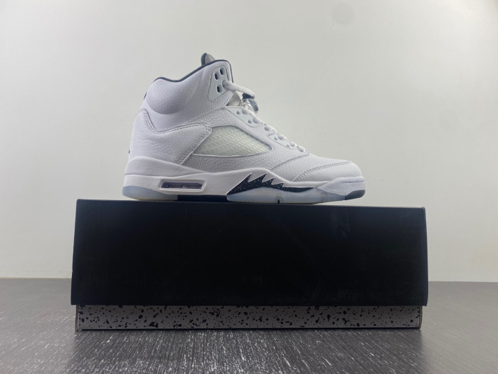 air jordan 5 white/black-sail-metallic silver dd0587-110