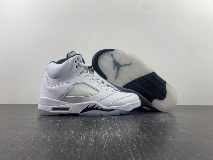 air jordan 5 white/black-sail-metallic silver dd0587-110