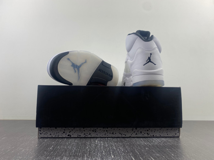 air jordan 5 white/black-sail-metallic silver dd0587-110