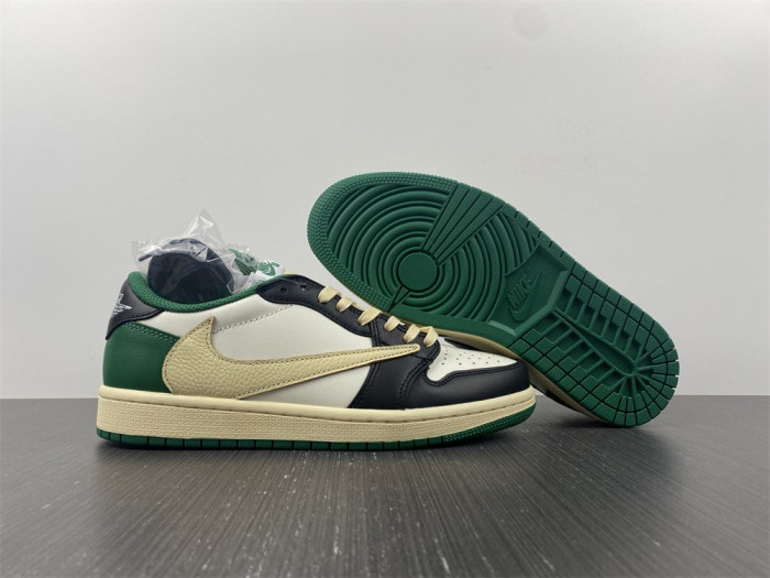 fragment design x travis scott x air jordan 1 low black/beige/green dm7866-128