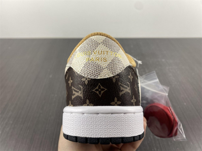 travis scott x nike air jordan 1 low og lv monogram brown damier dm7866-216