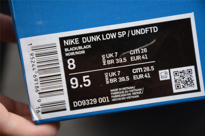 nike dunk low sp undefeated black dunk vs. af1 pack do9329-001