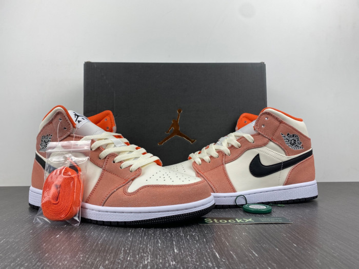 air jordan 1 mid se orange suede dv1336-800