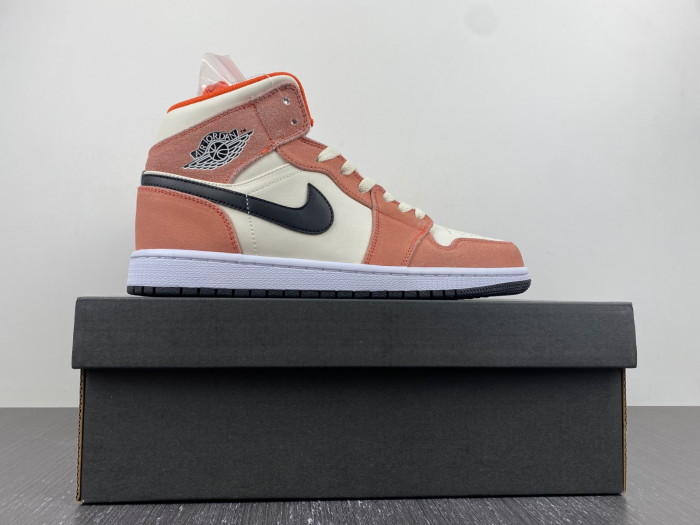 air jordan 1 mid se orange suede dv1336-800