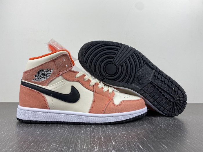 air jordan 1 mid se orange suede dv1336-800