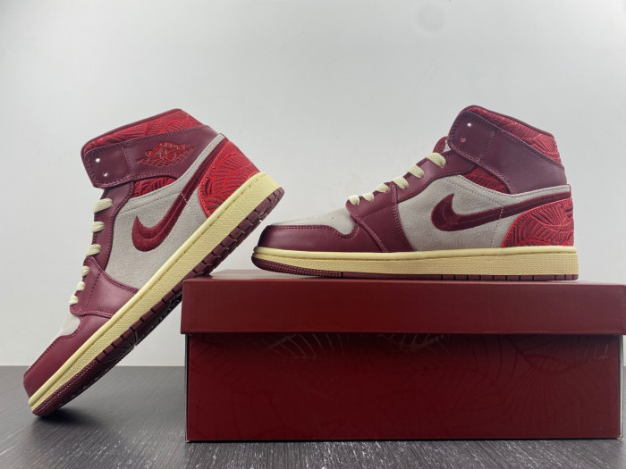 air jordan 1 mid se tiki leaf team red dz2820-601