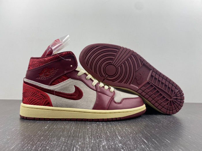 air jordan 1 mid se tiki leaf team red dz2820-601