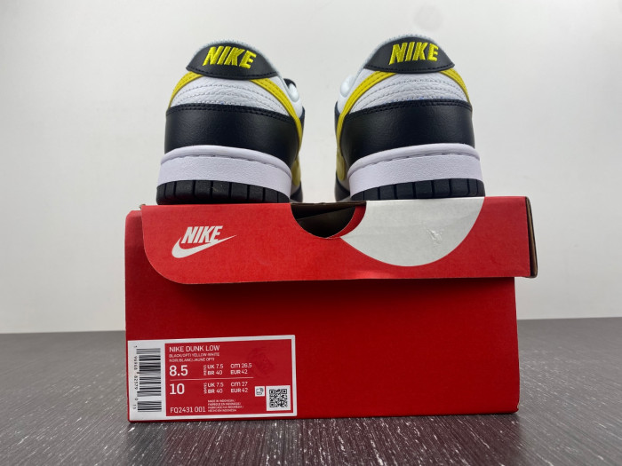 nike dunk low black yellow white fq2431-001