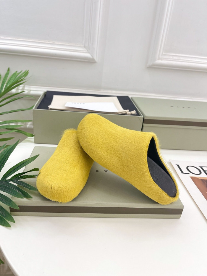 marni yellow fussbett sabot loafers