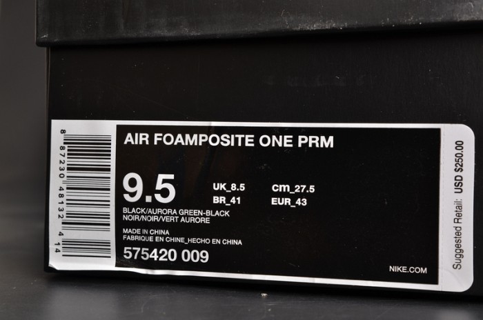 nike air foamposite one prm “abalone” black/aurora green mens 575420-009