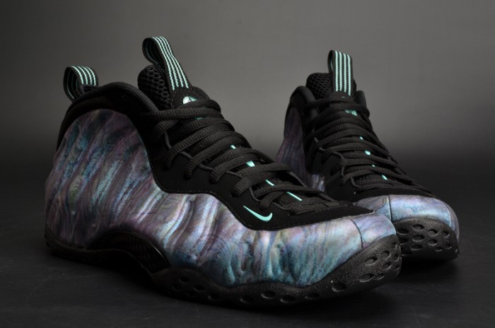 nike air foamposite one prm “abalone” black/aurora green mens 575420-009