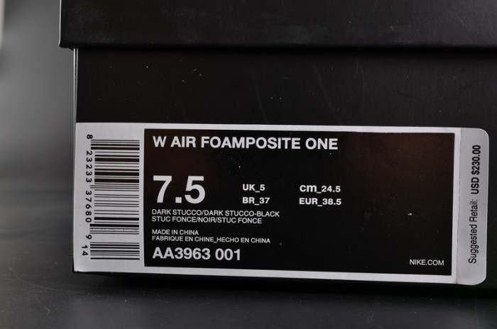 nike air foamposite one “shine” dark stucco/ black aa3963-001